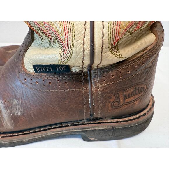 Justin Men's Driller Western Steel Toe Work Boots, Size 8.5 - Picture 6 of 8
